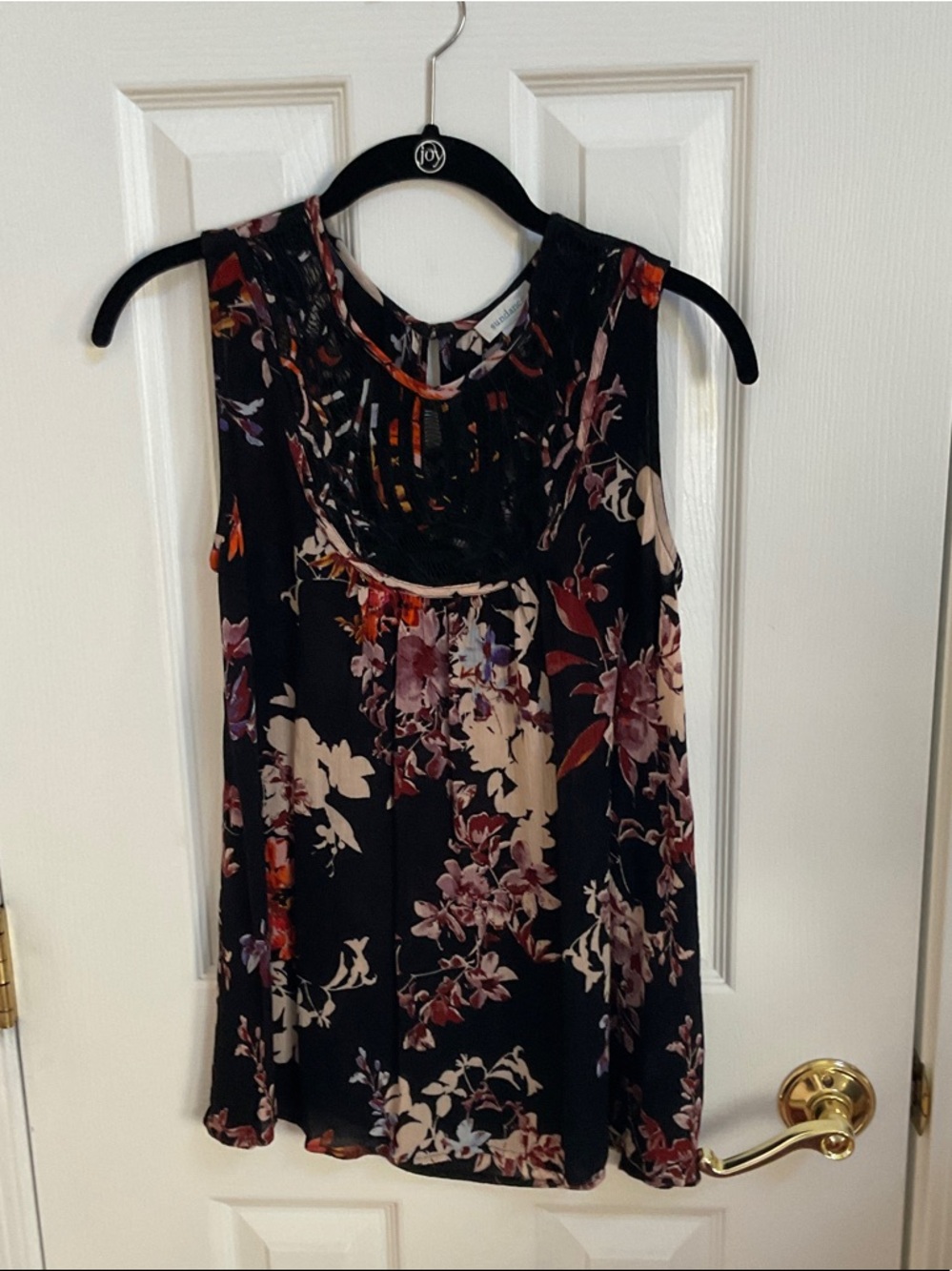 Sundance Black Floral Sleeveless Blouse